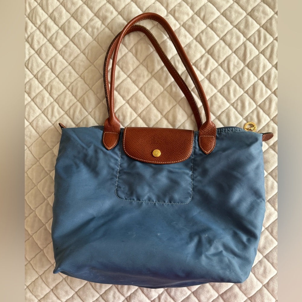 Longchamp Blue and Brown Tote Bag